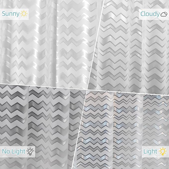 Seenus Waterproof PEVA Shower Curtain Liner Extra Long 72 x 78 inch, Translucent Shower Liner Long with 3 Weighted Magnets, Semi Transparent Plastic Shower Curtain Frosted Striped for Bathroom