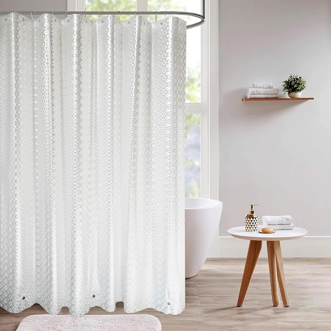 Plastic Shower Liner - Premium EVA 7G Thickened Shower Curtain Liner with Rustproof Grommets and 3 Weighted Magnets, Waterproof Shower Curtain for Bathroom (3D Plum Blossom)