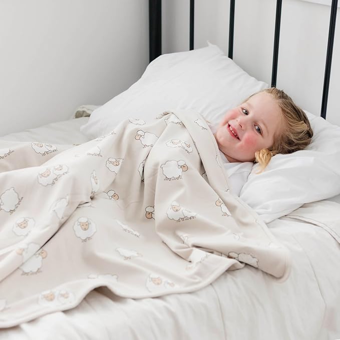 Woolino Toddler Blanket - Merino Wool and Organic Cotton Baby Blanket for Girls and Boys - 4 Season - 52.5” x 40” - Sheep
