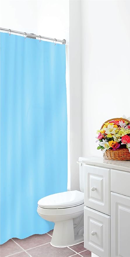 Home Expressions 6 Gauge PEVA Liner Magnetic Shower Curtain Liner 70"x72" (Light Blue)