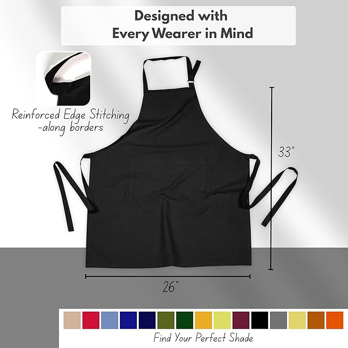 Native Fab Kitchen Apron 2 Pack - 100% Cotton Adjustable, Durable Apron with Pockets, Perfect for Cooking, Baking, Grilling