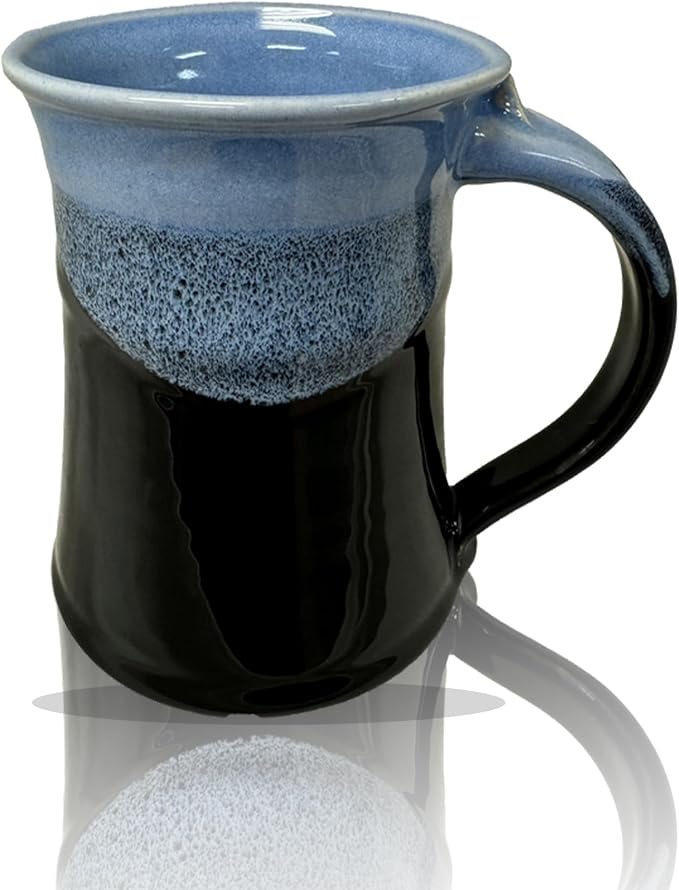 Clay in Motion Handmade Ceramic Mug 24 oz, Large Coffee Mug, Hand Painted Stoneware, Dishwasher Microwave & Oven Safe, Lead-Free, Made in USA Since 1981 (Lava Foam)