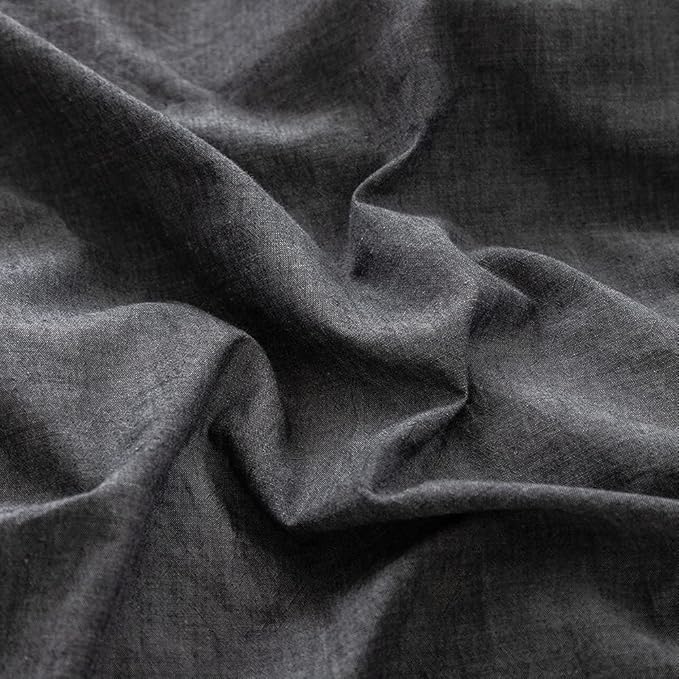 FACE TWO FACE Bedding Duvet Cover Set100% Washed Cotton Duvet Cover Linen Like Textured Breathable Durable Soft Comfy (Twin,Dark Gray)