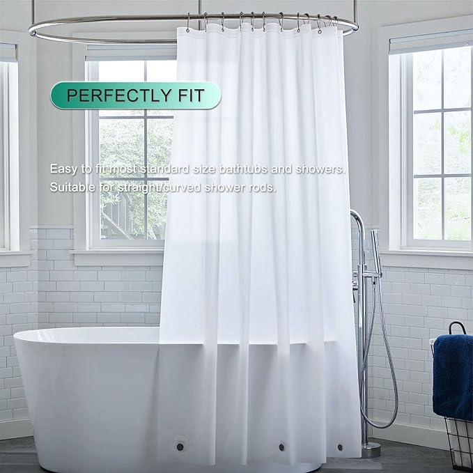 Short Shower Curtain Liner 60 Inch Length, Frosted PEVA Plastic Waterproof Opaque Shower Liner with 3 Stronger Magnets, No Smells with Rustproof Grommets (72" W x 60" L)