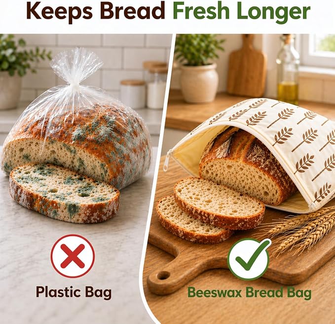 7PCS Bread Bags for Homemade Bread Beeswax Bread Bag