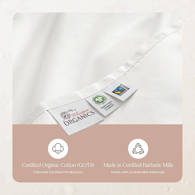100% Organic Cotton Pillow Cases Queen Size Set of 2-100% Cotton Pillowcases GOTS Certified 500 Thread Count - Naturally Cooling Comfortable Breathable & Soft Pillow Cases (White, Queen)