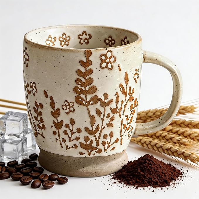 18 oz Coffee Mug Gift for Women Mom Her - Rustic Handmade Coffee Cup, Microwave & Dishwasher Safe Large Mug for Latte, Cocoa, Tea, Milk, Milkshake - Home Office Essential