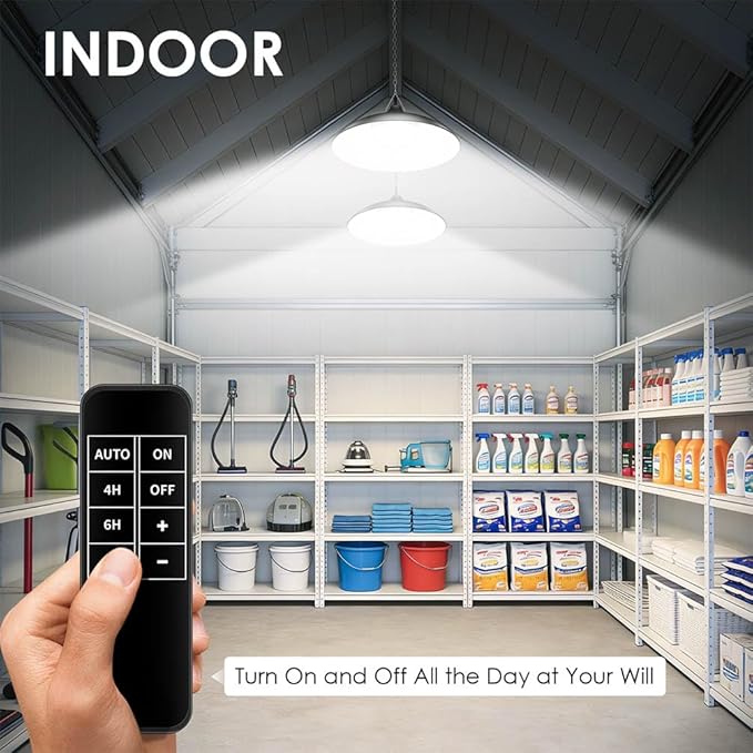 ZZE Solar Shed Light Indoor Outdoor with Dual Big 8.7” Dimmable Lamps, 2000LM Daytime Available Pendant Solar Powered Light with Remote Dusk to Dawn IP67 Waterproof for Gazebo, Storage, Shop, Barn
