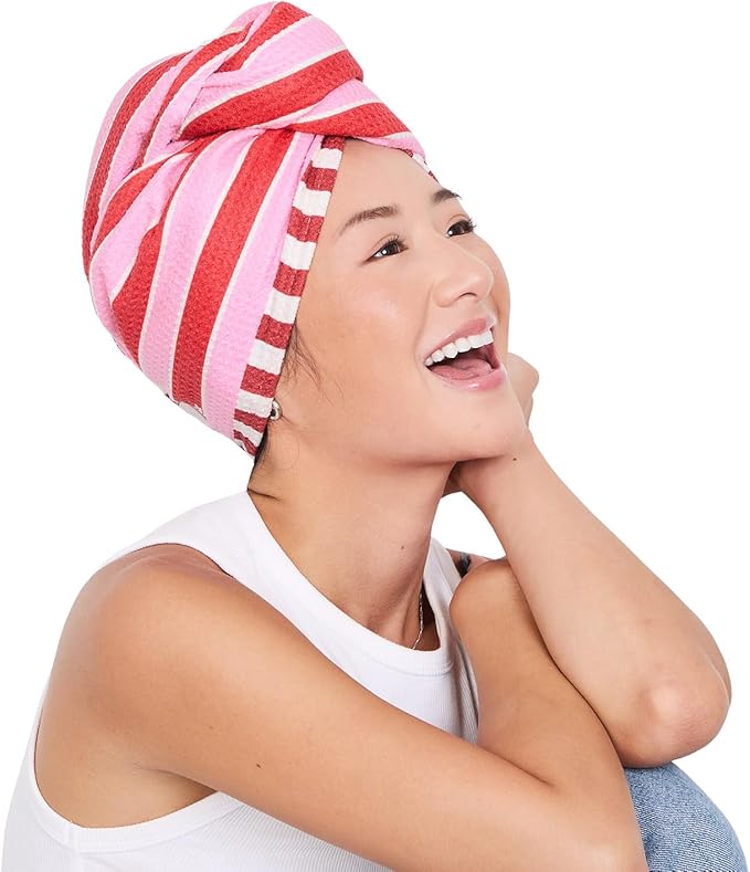 Dock & Bay Turban Hair Towel - for Home & The Beach - Super Absorbent, Quick Dry - Cherry Bomb