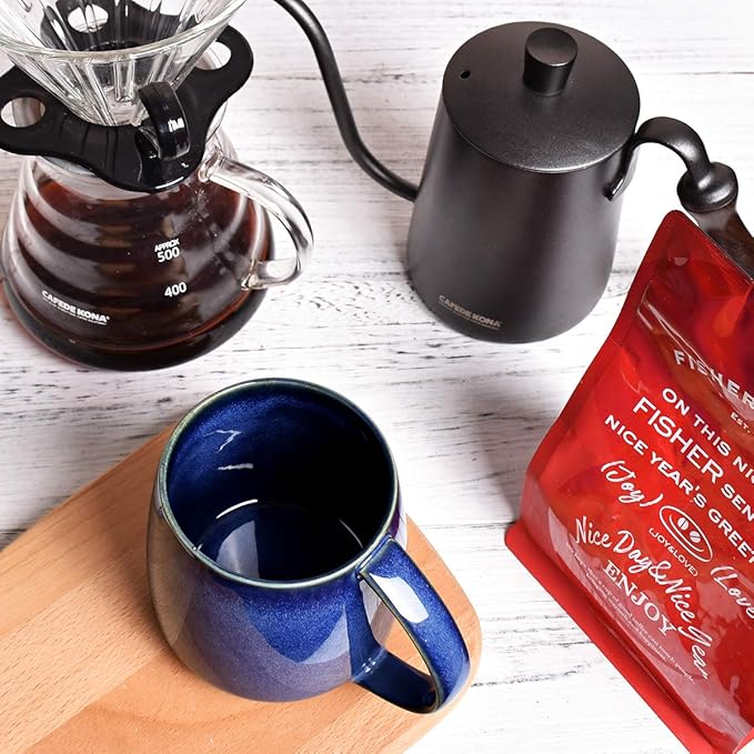 Bosmarlin Ceramic Coffee Mug, Blue Tea Cup for Office and Home, 13 oz, Dishwasher and Microwave Safe, 1 Pack (RoyalBlue(Glossy))