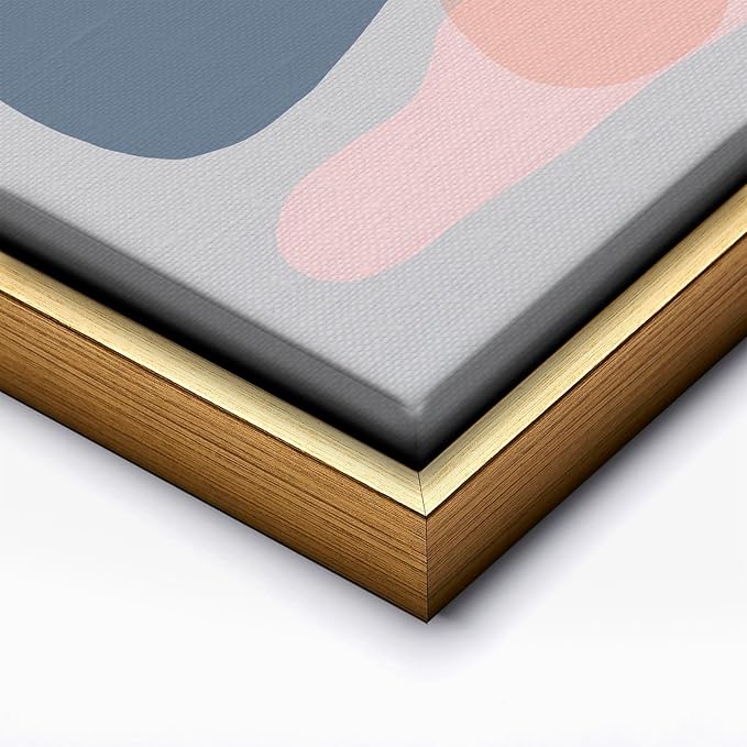 Monem Art Abstract Organic Shapes Print - Minimal Scandinavian Line Art Poster - Wall Decor for Living Room, Bedroom or Office - 24x32 Gold Framed CANVAS Wall Art by Mareike Bohmer