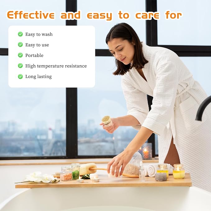 JJUNW 12 Packs Bamboo Dish Scrub Brushes, Wok Brush, Wooden Scrubbers Set | Bamboo Scrub Brush Clean Pan for Kitchen Sink Cleaning Cast Iron Pots and Pans