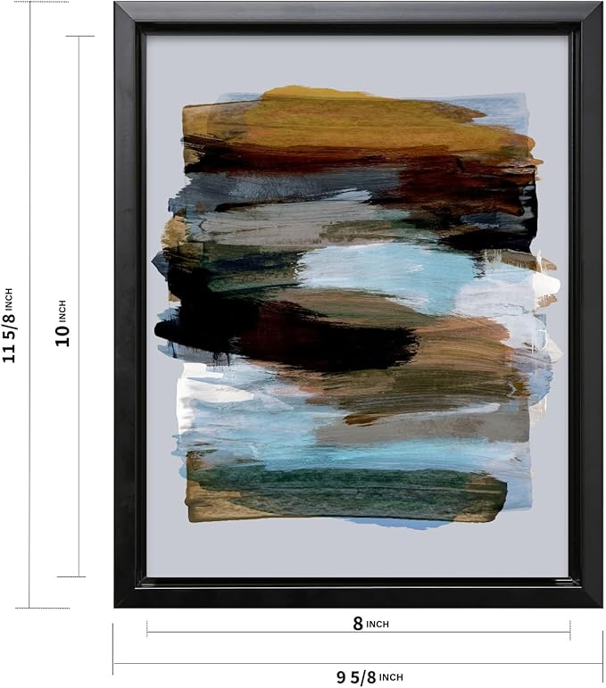 Monem Art Abstract Earth Tone Brushstroke Print - Modern Painterly Art Poster - Wall Decor for Living Room, Bedroom or Office - 8x10 Black Framed CANVAS Wall Art by Mareike Bohmer