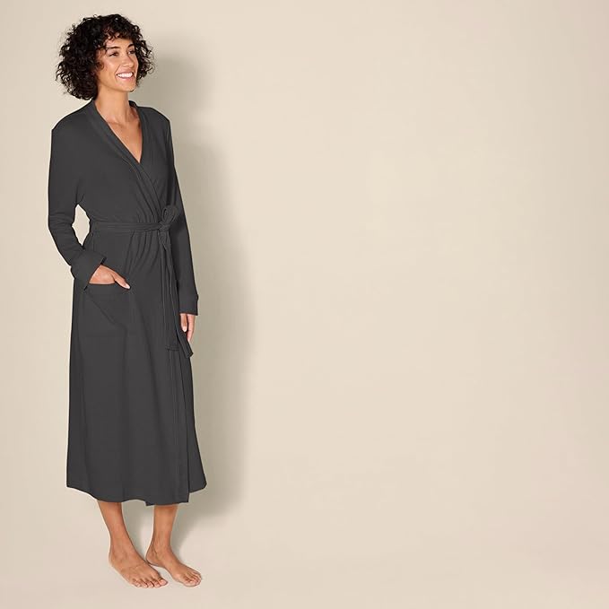 Amazon Essentials Women's Lightweight Waffle Full-Length Bath Robe with Pockets (Available in Plus Size)