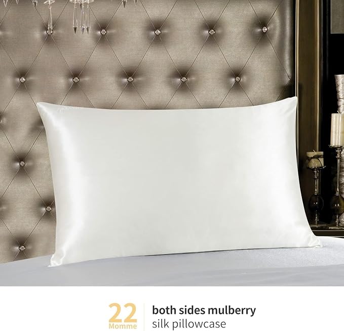 ZIMASILK 22 Momme Silk Pillowcase for Hair and Skin - 100% Pure Mulberry Silk with Hidden Zipper, Grade 6A Luxury Pillow Case for Women, Soft & Durable, Gift Box (King 20''x36''Ivory)