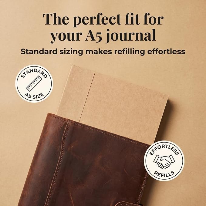 moonster A5 Lined Journal Refill – 192 Premium-Milled Pages, 120gsm, Built-in Bookmark – Lined Notebook Insert, Leather Journal Refill, A5 Notebook Refill, Travelers Notebook Insert, Ruled Notebook