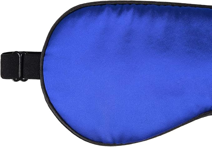 100% Mulberry Silk Sleep Mask Blackout, Cute Natural Sleeping Mask with Adjustable Elastic Strap, Satin Eye Cover for Men Women Adults (Blue)