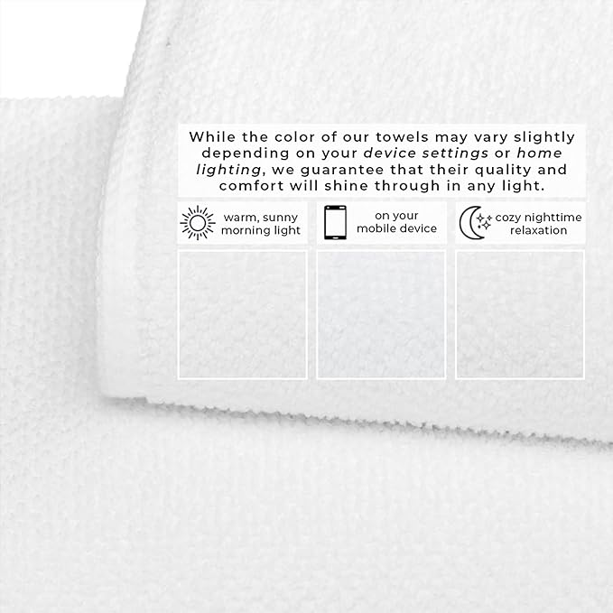 Great Bay Home 100% Cotton 6 Pack 26x16 Hand Towel Set - Absorbent, Quick-Drying, Durable Towels for Bathroom Decor - Low-Twist, Two-Ply Fibers (Optic White)