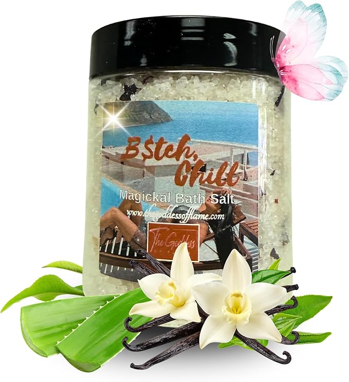 B*tch Chill Bath Salts – Dead Sea Salt Bath Soak for Relaxation, Stress Relief, Spiritual Cleansing & Ritual Use 12oz
