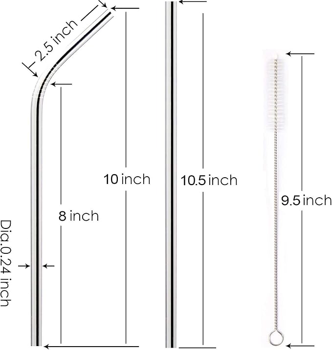 Reusable Straws - Stainless Steel Drinking - Set of 12 + 3 Cleaners - Eco Friendly, SAFE, NON-TOXIC non-plastic CocoStraw Brand