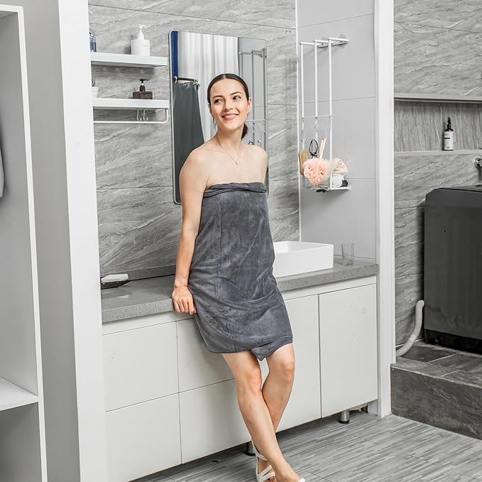 JML Large Microfiber Bath Towels Set 6 Pack (30" x 60") - Soft, Absorbent, Quick Drying Bathroom Towel with Hanging Hook for Adult, Swim, Gym, Spa, Fitness, Sports, Yoga, Grey