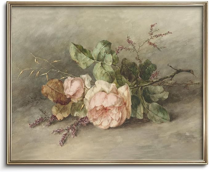 Vodefoad Vintage Antique Floral wall art Farmhouse Country Flower Wall Art, Cottage Flower Oil Art Print Country Field Style Retro Wall Decor for Gallery Kitchen Living Room Bedroom (UNFRAMED 8x10in)