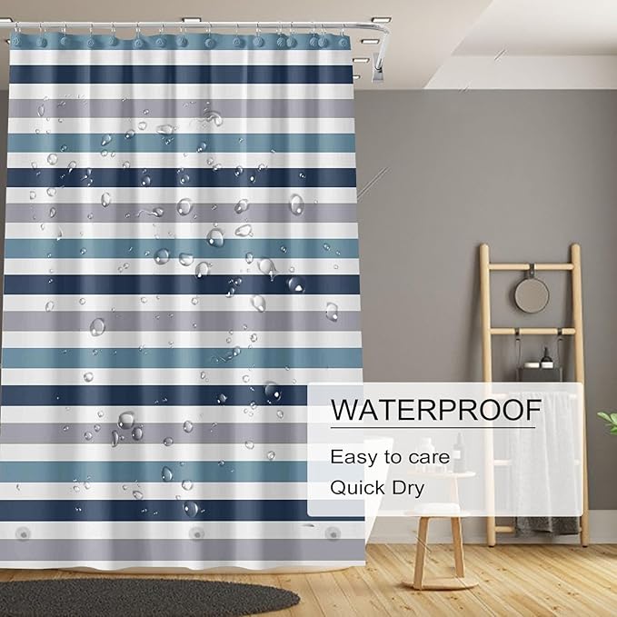 TIKABC Shower Curtain Liner, 4G PEVA Shower Liner, Plastic Waterproof Shower Curtains, 72x72 inch with Grommet Holes 3 Magnetic Weights