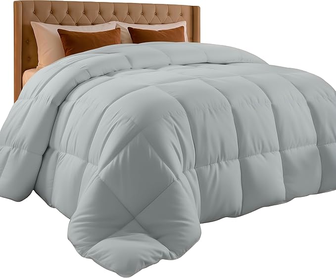 Utopia Bedding Twin Comforter Duvet Insert, Quilted Light Grey Comforter with Corner Tabs, Box Stitched Down Alternative Comforters Twin Size 64 x 88 inches