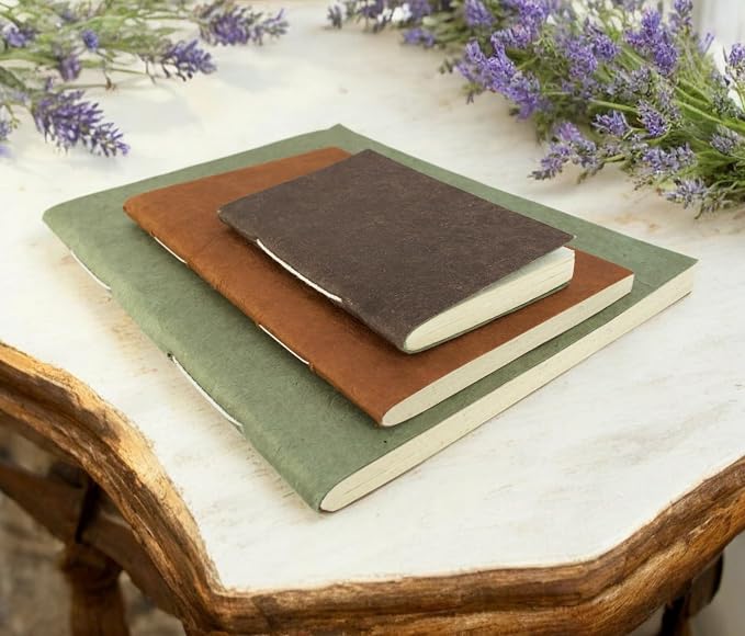 Nepali Companion Pocket Notebook with Handmade Paper and Vegetable-Dyed Cover, Vintage Composition Notebook for Office, School, and Home, 3.5x5 inch Handcrafted in Nepal (Small, Dark Walnut)