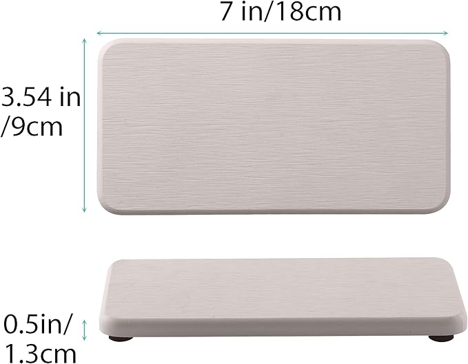 NiuYichee 2 Pcs Water Absorbing Stone Trays, Kitchen/Bathroom Sink Soap Dish, Diatomite Tray Used for Hand Soap & Cosmetic Bottles in The Modern Home, 3.5" W x 7.1" L, White