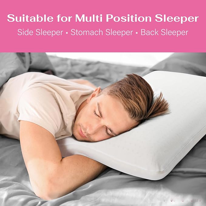 100% Talalay Latex Pillow Bed Pillow for Sleeping, Extra Soft Natural Latex Sleeping Pillow for Back, Stomach or Side Sleepers, Removable Breathable Cotton Cover (1, Queen (High Loft))