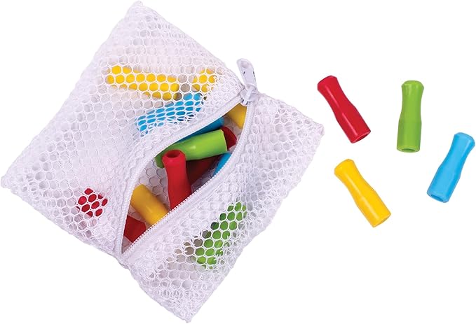 HIC Kitchen Reusable Rainbow Drinking Straws and Straw Tips, 18/8 Stainless Steel and Silicone, Includes Cleaning Brush