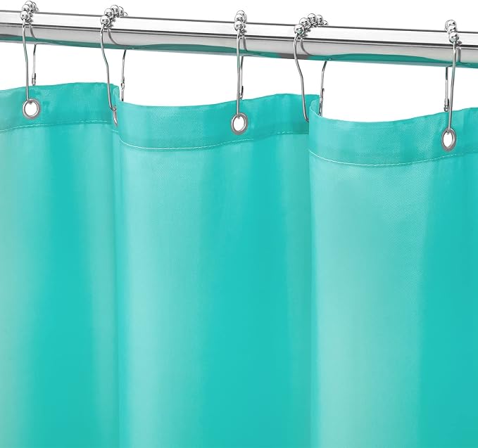 Gibelle Teal Fabric Shower Curtain or Liner, 72x72 Waterproof Shower Curtain Liner for Bathroom with Metal Grommets, Soft Cloth & Hotel Quality, Machine Washable