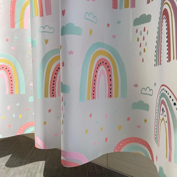 Plastic Shower Curtain Liner, Premium EVA 6G Rainbow Shower Curtain, Shower Curtains for Bathroom with 3 Magnetic Weights and Rustproof Grommets (Rainbow, 72X72 Inch)