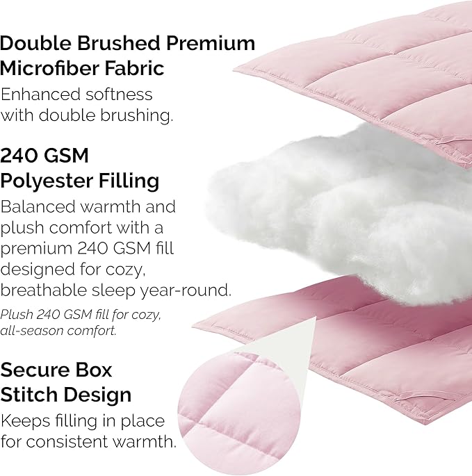 Southshore Fine Living, Inc. Pink Comforter Only, Queen/Full Size Bedding, Down-Alternative Comforter Queen Size, Soft Fluffy Comforters, Oversized Bedding for Vacation Homes, Pink Comforters