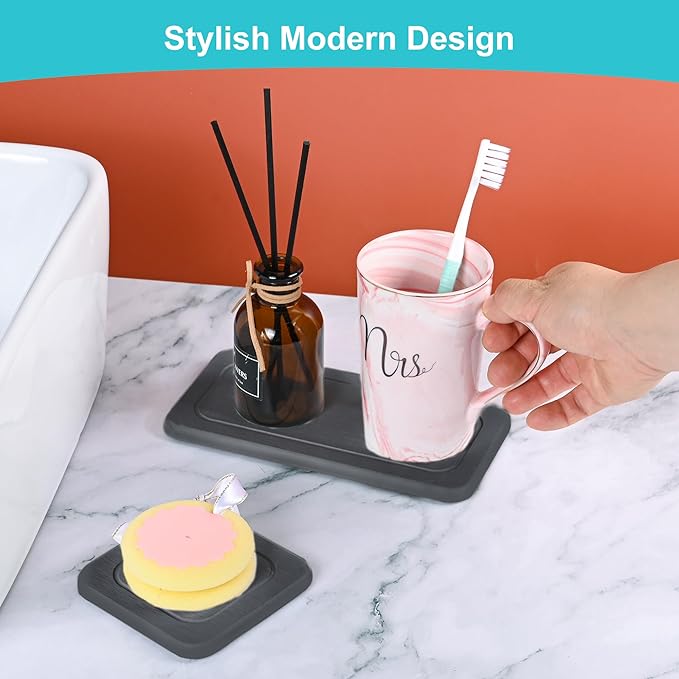 4PCS Stone Drying Tray Mat,Diatomaceous Earth Coasters,Essentials Accessories for Decor Bathroom & Kitchen Counter& Desk,Instant Water Absorbing Stone Used for Hand Soaps,Bar Coaster, Faucet