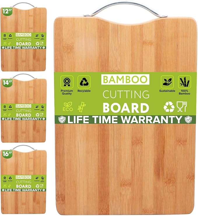 Cutting Boards for Kitchen - Bamboo Cutting Board Cutting Boards Juice Grooves Thick Chopping Board for Fruits Veggies Salad Cheese Meat Easy Grip Handle - Kitchen Gadgets Gift (X-Large)