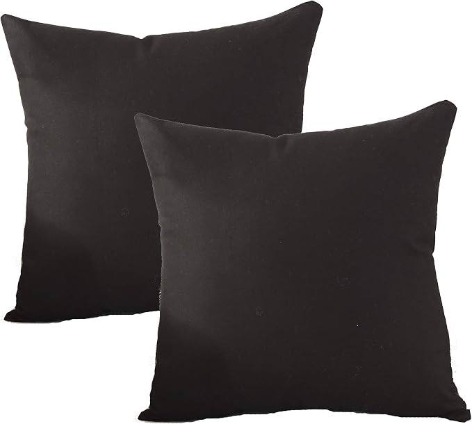TAOSON Set of 2,100% Cotton Soild Canvas Home Decorative Throw Pillow Cover Cushion Covers Pillowcase, Home Decor for Sofa Couch Bed Chair Only Cover No Insert - 18" x 18" / 45x45cm Black