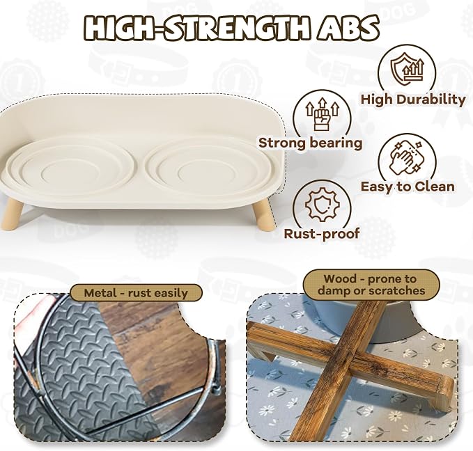 Raised Dog Feeder Bowl Stand - Elevated Dining Table for Small and Medium Dogs and Cats - Fits Food and Water Dish up to 6" Diameter - Milky White (Bowls Not Included)