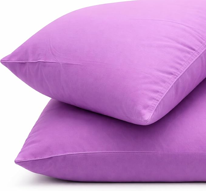ORGANIC TEXTILES 350 Thread Count GOT's Certified Organic Cotton Pillowcases, Non-Toxic - (Travel, Lilac) - Set of 2