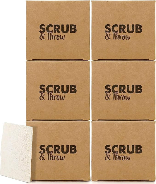 Scrub & Throw Loofah Scrub Sponge, Natural, Plastic-Free, Non-Scratch, for Kitchen, Dishes, Pots and Cleaning, Plant-Based, Plastic-Free, Eco-Friendly, Biodegradable, 180 Pack