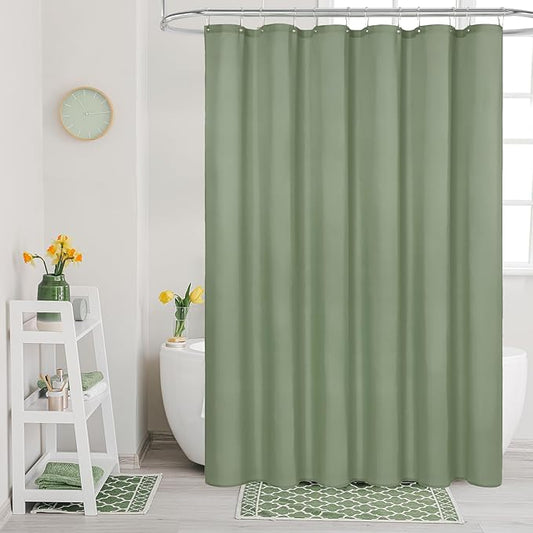 MitoVilla Sage Green Fabric Shower Curtain Liner, Simple Shower Curtain or Liner for Modern Neutral Hotel Bathroom Decor, Waterproof Cloth & Machine Washable,72" W x 72" H