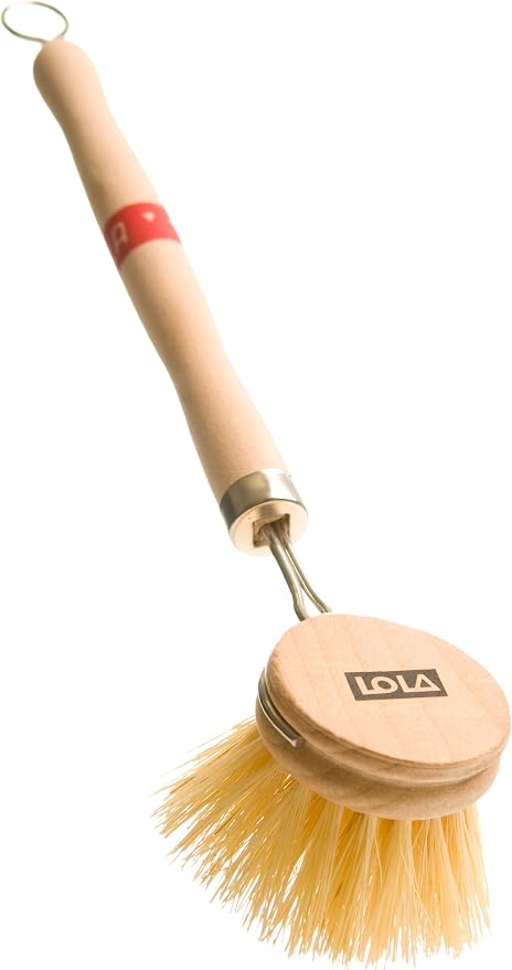LOLA -The Original - Tampico Vegetable & Dish Brush, 6 Pack, Sustainable Wood Ergonomic Handle w/Tampico Fiber Bristles