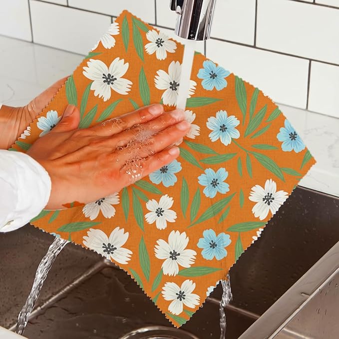 Reusable Beeswax Wraps, 9 Pack Eco-Friendly Food Storage, Organic, Sustainable, Zero Waste, Plastic-Free, For Sandwich, Snack, Bowl, Bread, Fruit, 1XL, 3M, 5S, Assorted Floral Patterns