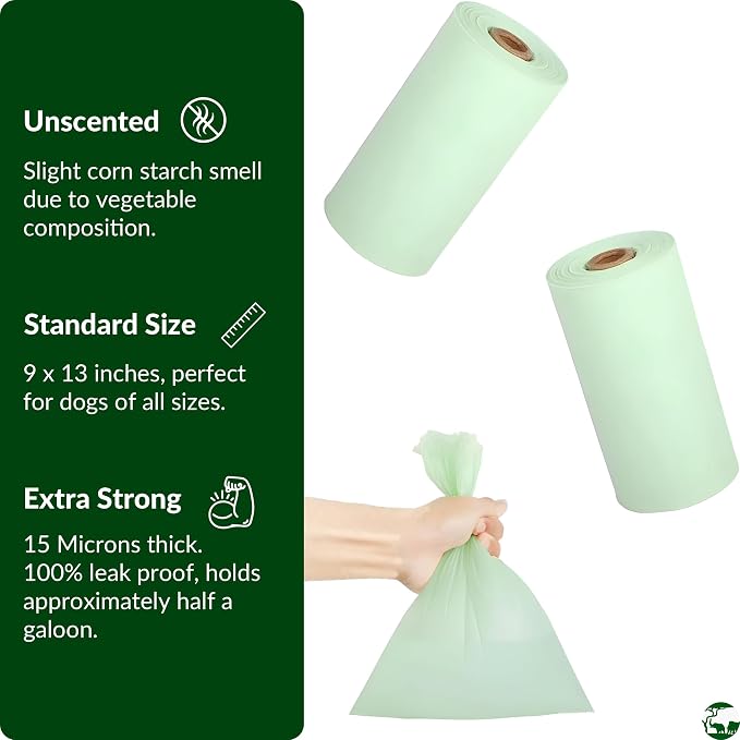 100% Compostable & Biodegradable Dog Poop Bags Leak-Proof and Extra Thick Light Green Dog Bags Pet Waste Bags for Big and Small Dogs - Unscented - Planet4Life (Pack of 240)