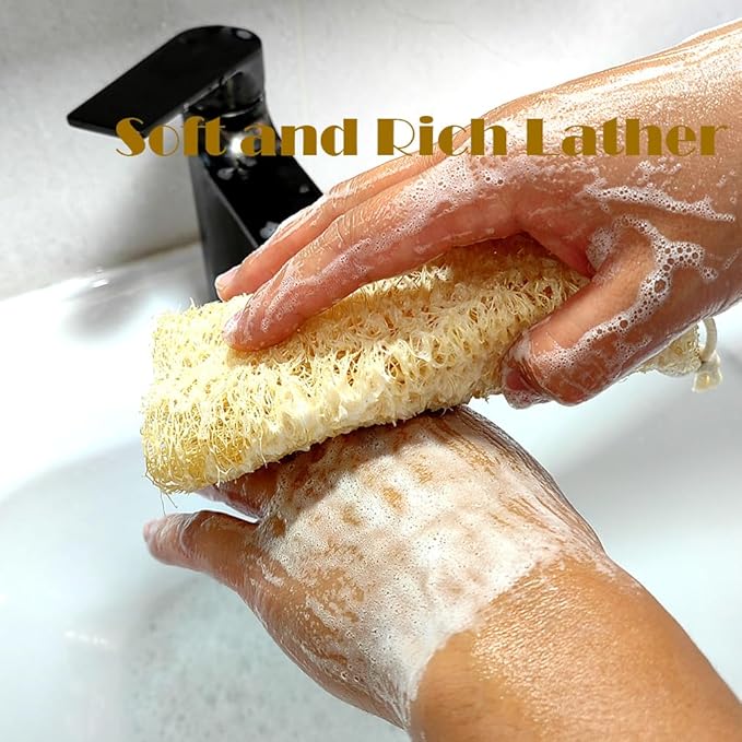 Zooshine 4PCS 6" Natural Loofah Sponge Organic Shower Loofah for Exfoliating & Smooth Skin, Loofahs for Bathing for Men & Women