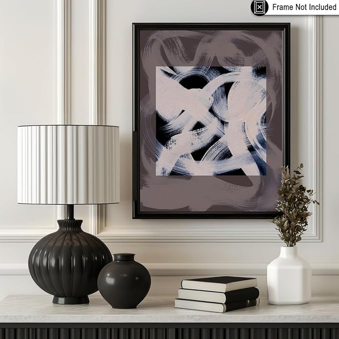 Monem Art Monochrome Abstract Brushstroke Painting Print - Modern Minimalist Graphic Art Poster - Wall Decor for Living Room, Bedroom or Office - 8x10 Unframed Wall Art by Mareike Bohmer