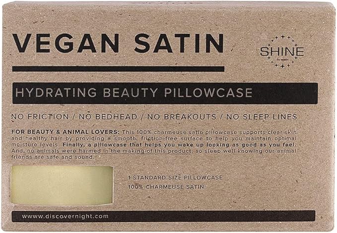 Vegan Satin Hydrating Beauty Pillowcase (Champagne, Standard)