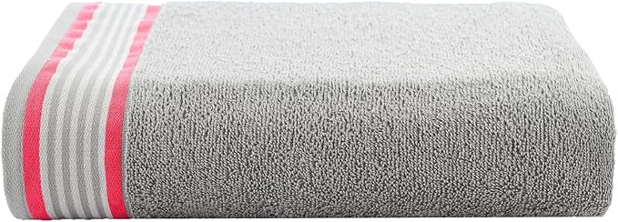 CASA COPENHAGEN He & She 2Pcs 100% Egyptian Cotton Large Designer Bathsheet Towels Gift Set- Grey Violet-Dusty Pink, 550GSM, 35"x70" 2Bath Sheet Towels for Bathroom Set for Women & Men