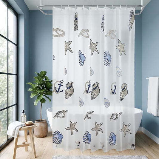 PEVA Shower Curtain, Water Repellent Premium Bathroom Shower Curtain with 3 Magnetic Weights for Shower Stall, Bathtubs